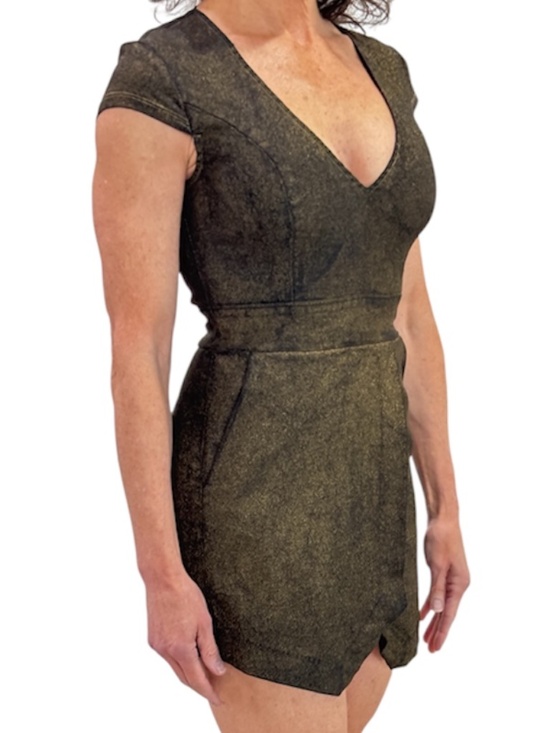 G by Guess Pants - G by Guess Romper Skort - Metallic Black & Gold Size XS
